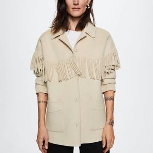 Mango Fringed Wool-Blend Jacket NWT szM